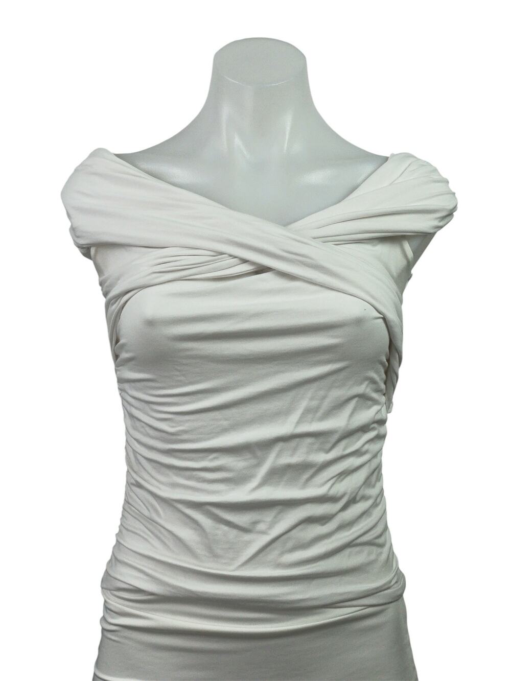 Abercrombie &. Fitch Women White Off The Shoulder Cross V Neck Blouse Top Size S